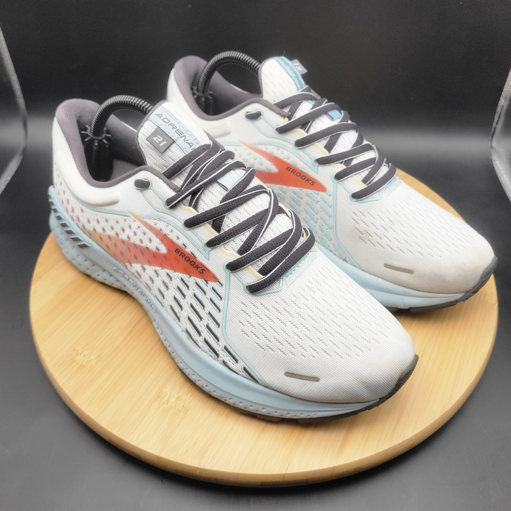 Brooks Adrenaline GTS 21 Womens Running Shoes White Grey 1203291B193 Size 10